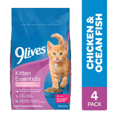 9Lives Kitten Essentials ocean fish kibble close-up with texture