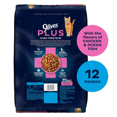 9Lives Plus chicken kibble close-up highlighting flavor and protein