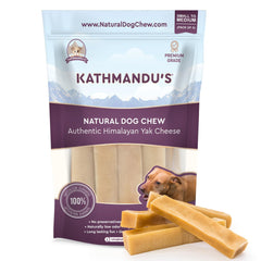 Kathmandu's Authentic Himalayan Yak Chews for small to medium dogs packaged as four chews.