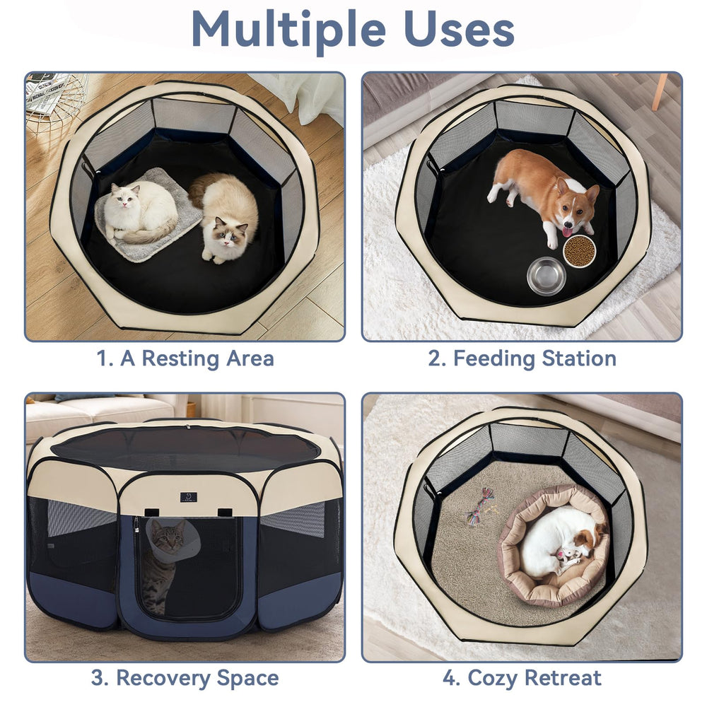 A 4 Pet Dog Playpen with breathable mesh for airflow.