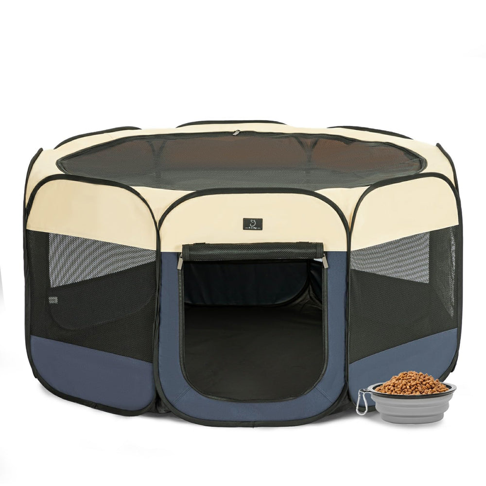 A 4 Pet dog playpen offers a secure, breathable space for small dogs.
