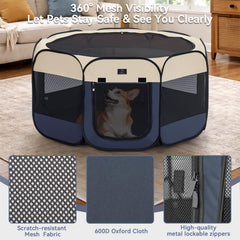 A 4 Pet playpen with built-in bowl inside for easy feeding and hydration.
