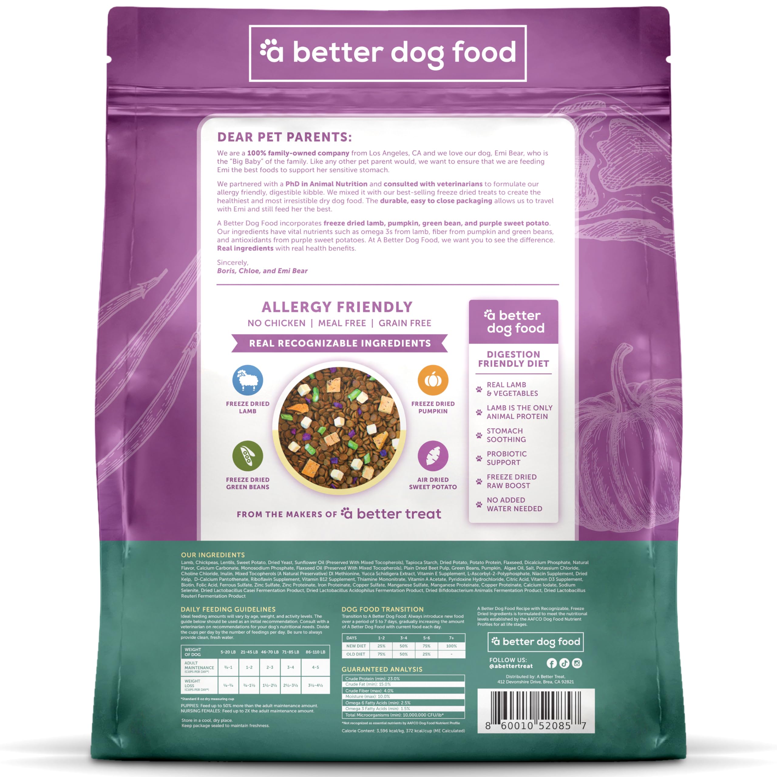 A Better Treat freeze dried raw lamb pieces mixed with kibble entice dogs.