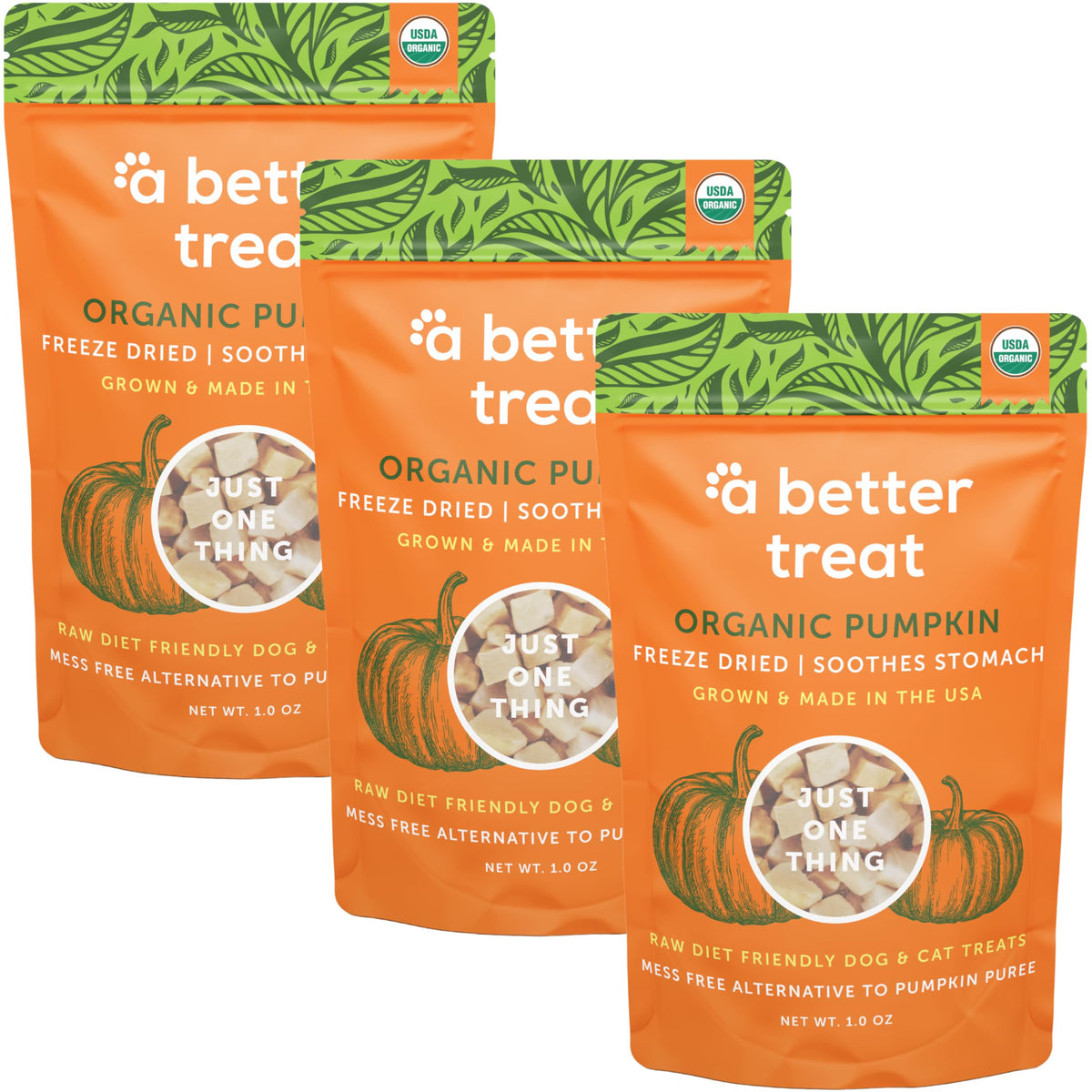 A Better Treat organic pumpkin single-ingredient treats for dogs and cats.