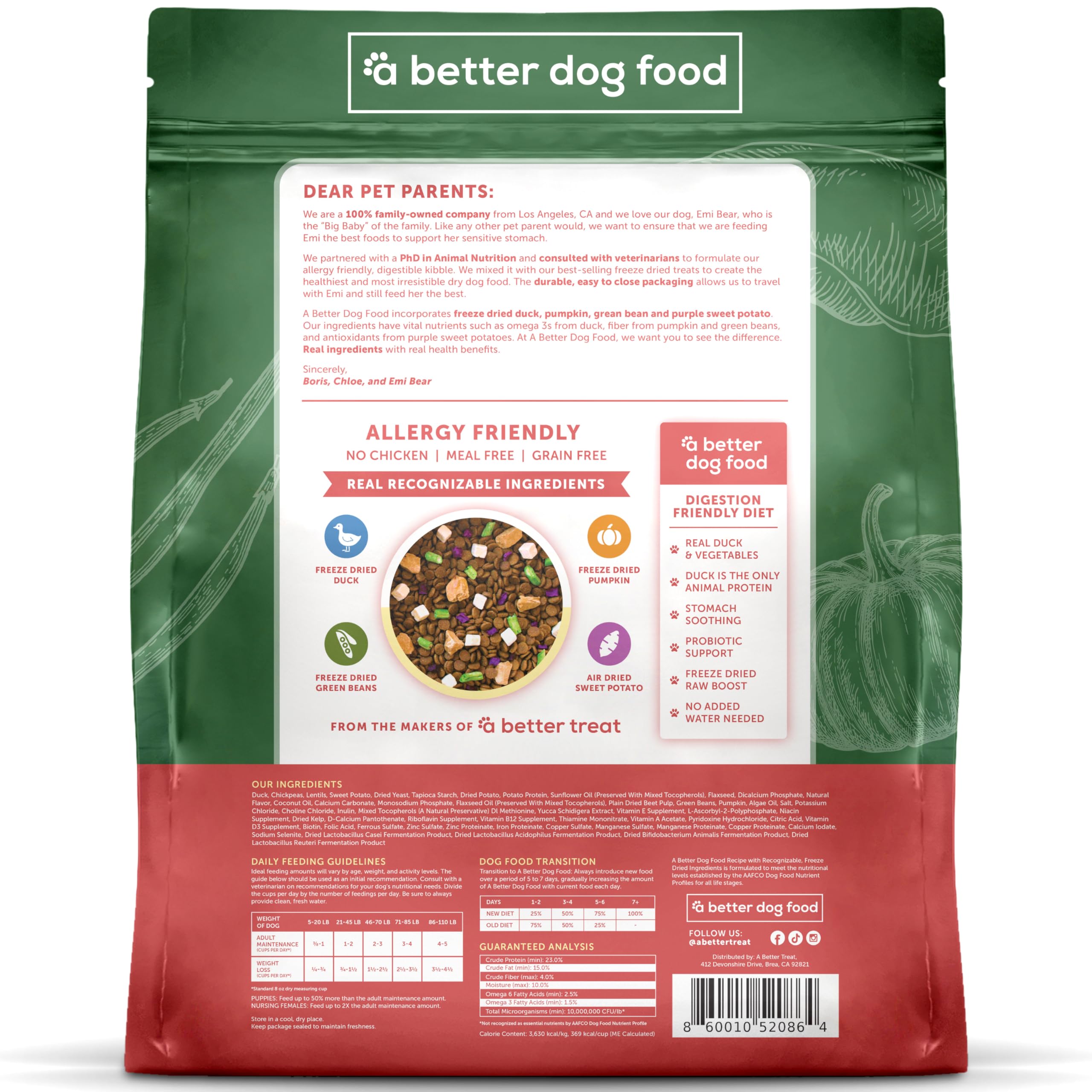 A Better Treat resealable bag keeps kibble fresh for on-the-go feeding