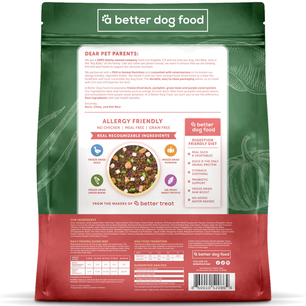A Better Treat resealable bag keeps kibble fresh for on-the-go feeding