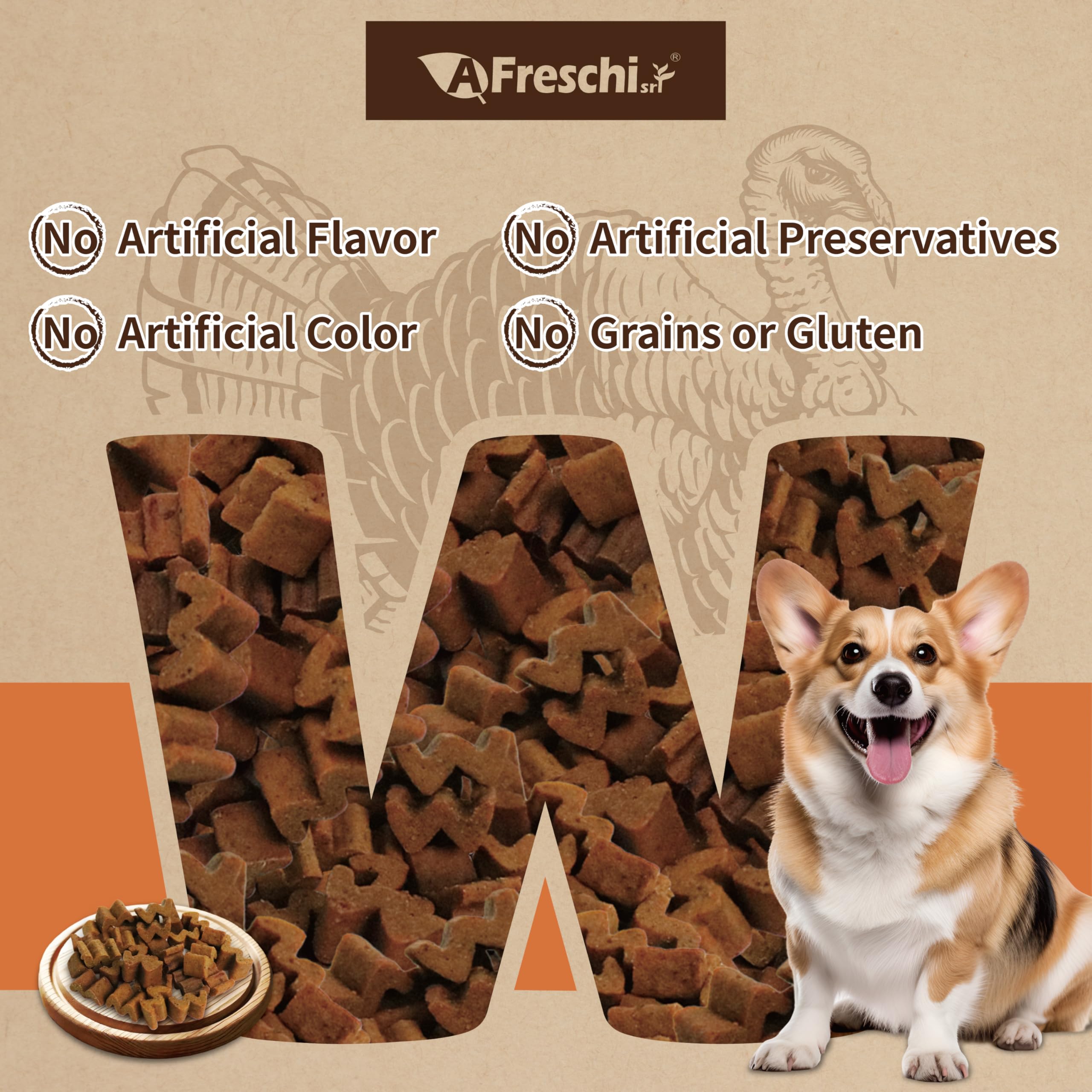 A Freschi srl grain-free formula aids digestion and promotes a healthy coat.