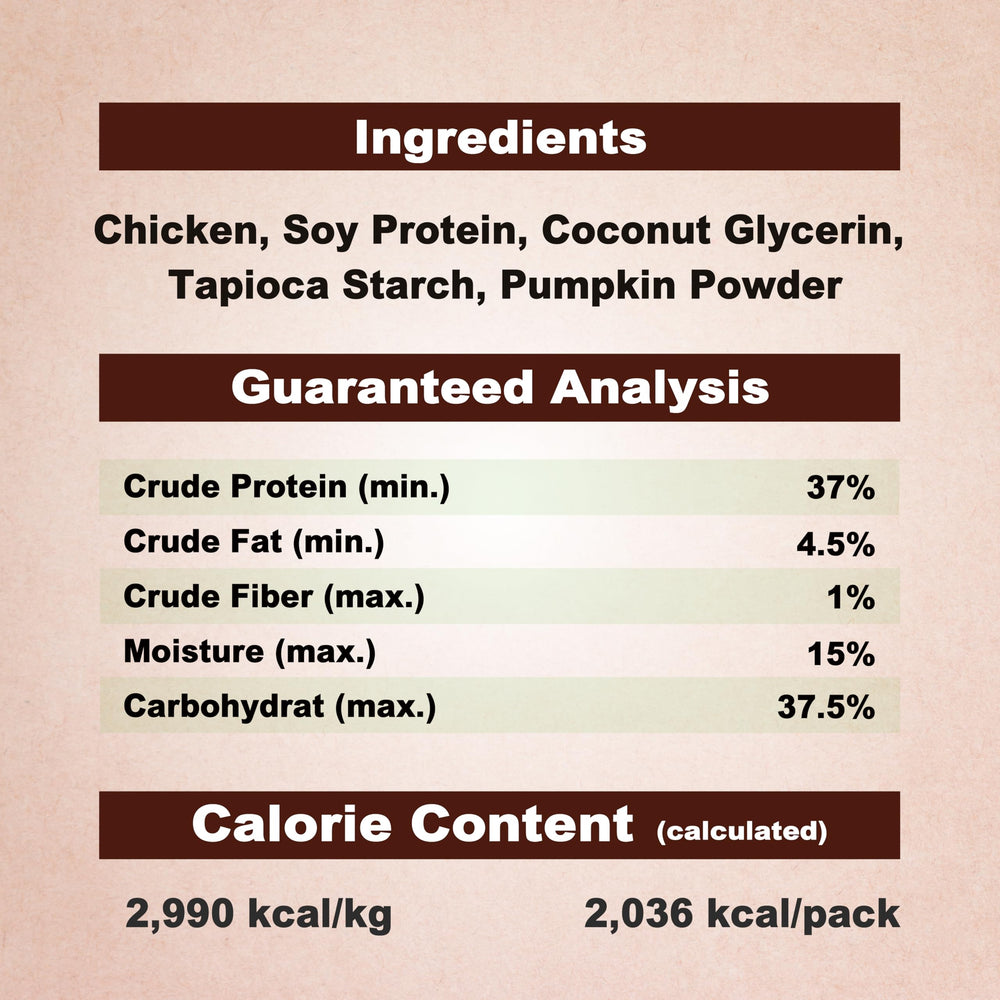 A Freschi srl Chicken Dog Treats easy-digest close-up suggests gentle nutrition