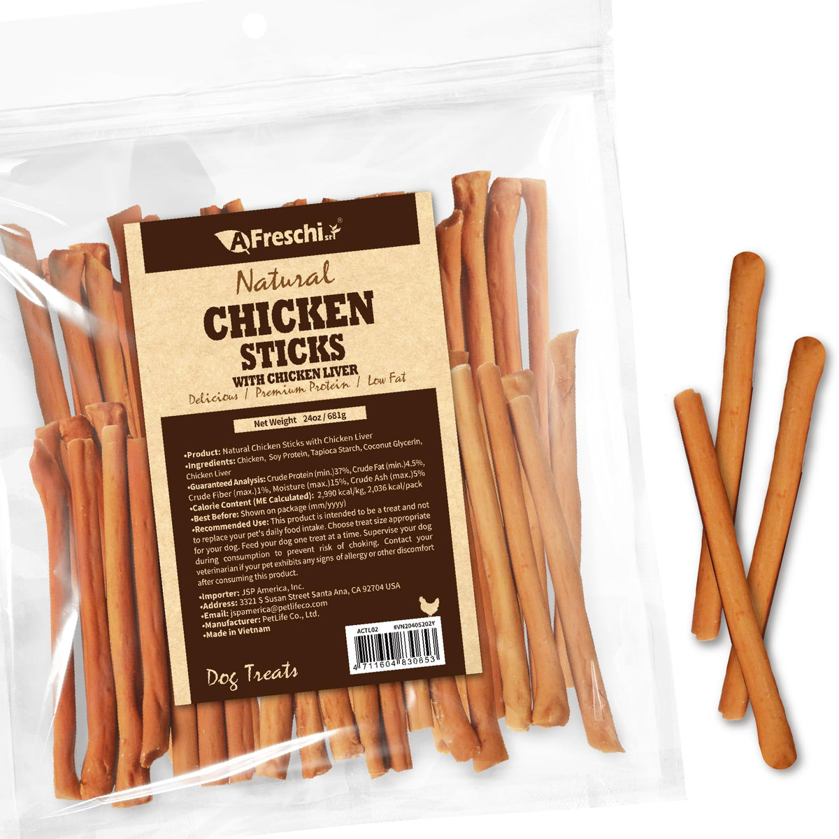 A Freschi srl chicken dog treats pack shot, ideal for daily rewards and bonding.