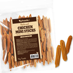 A Freschi srl chicken dog treats package front showing all natural ingredients for healthy rewards.