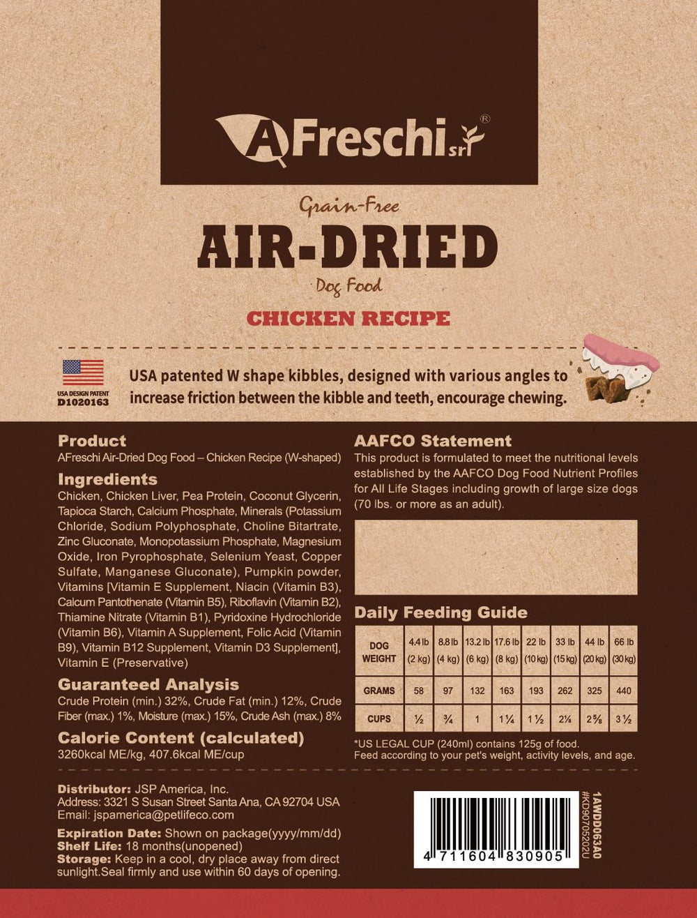 A Freschi srl grain-free high-protein dog food showcasing wholesome ingredients for energy.