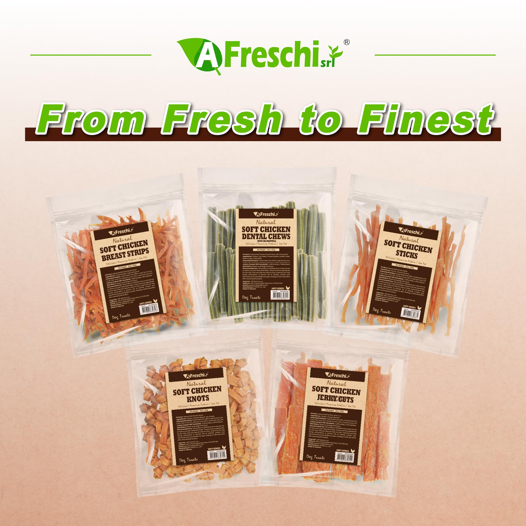 A Freschi srl human-grade dog snack signals quality rewards.