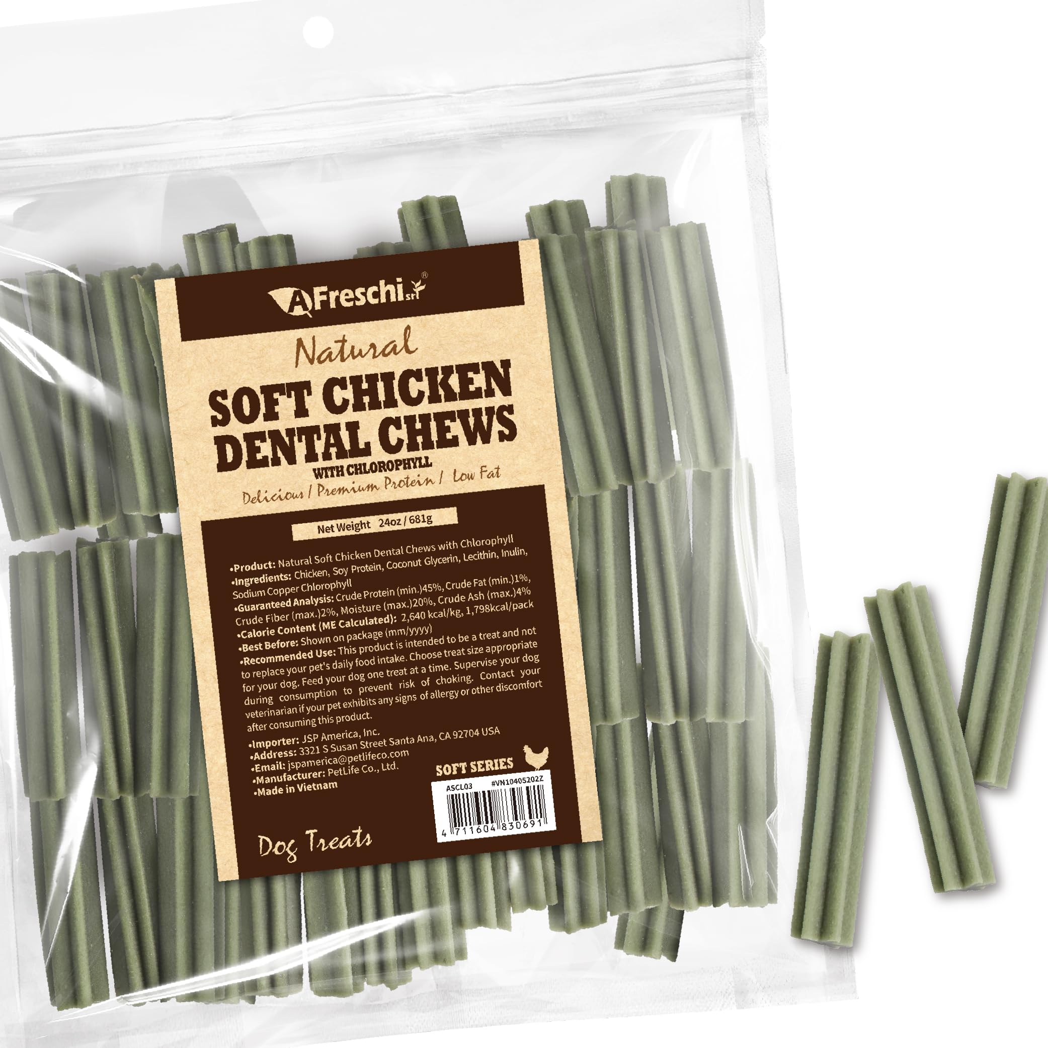 A Freschi srl Soft Dental Dog Treats pack front, ideal for daily rewards and training moments