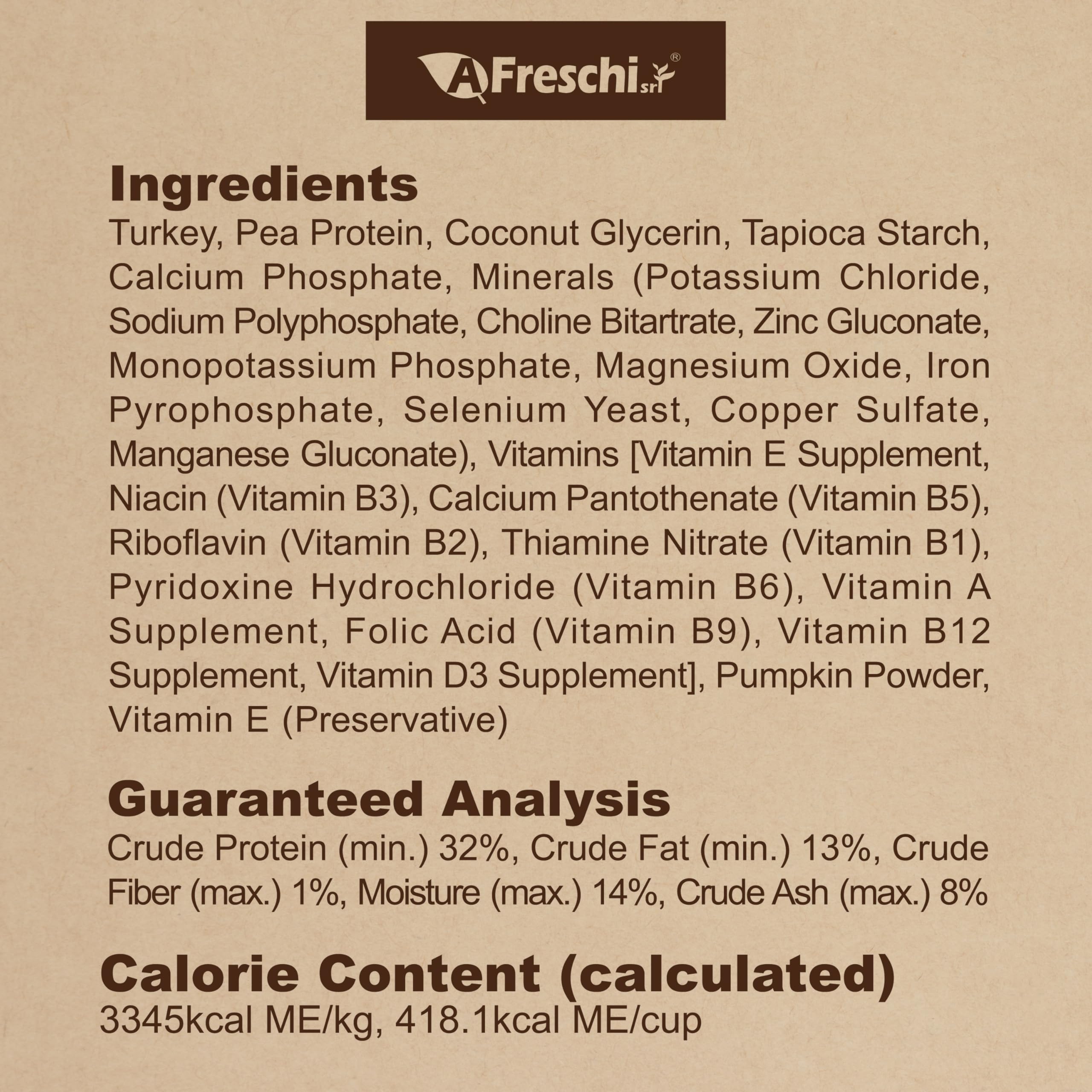 A Freschi srl real turkey flavor entices picky dogs during meals.