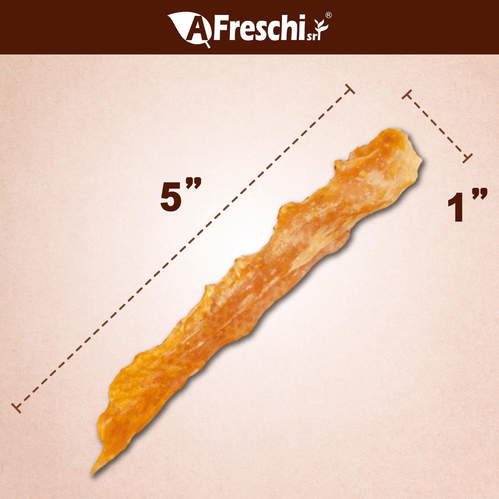 A Freschi srl turkey tendons lean protein closeup underscores a grain-free, high-protein chew