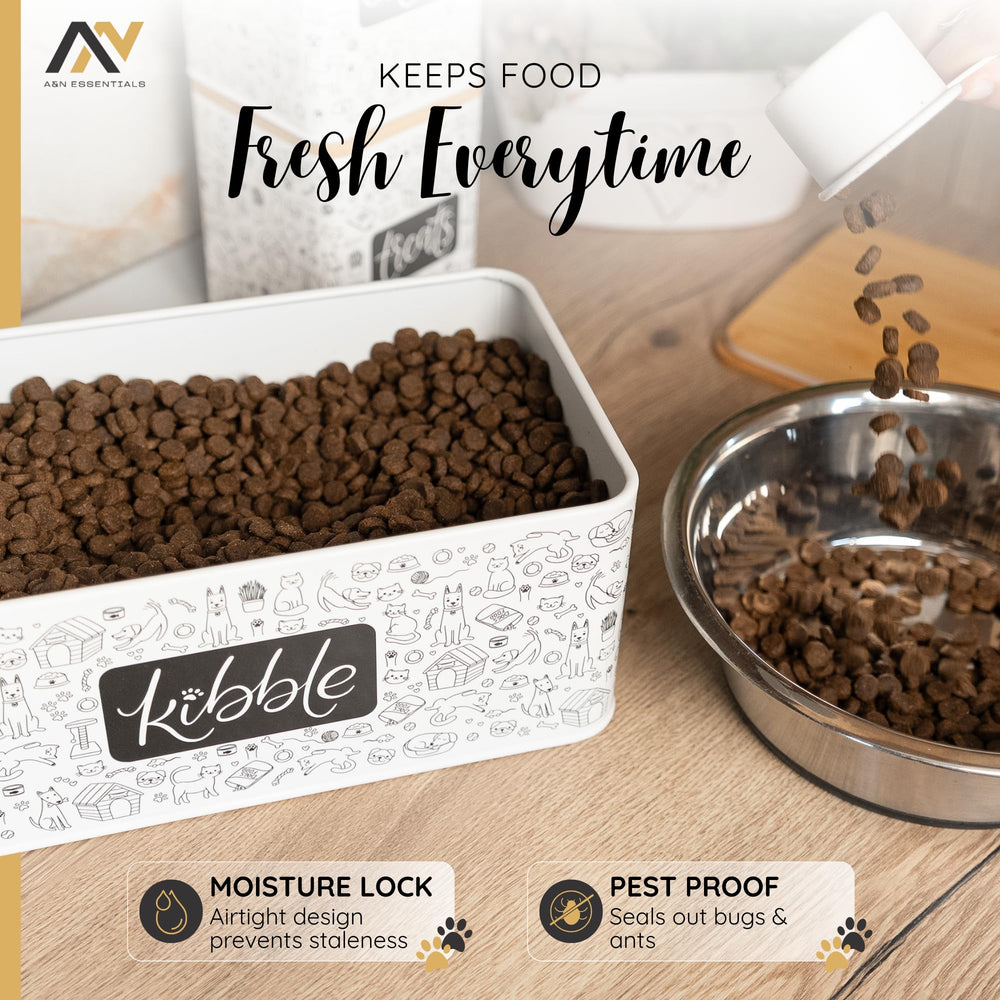 A&N Essentials minimalist labels for Kibble, Treats, Chews enable quick sorting