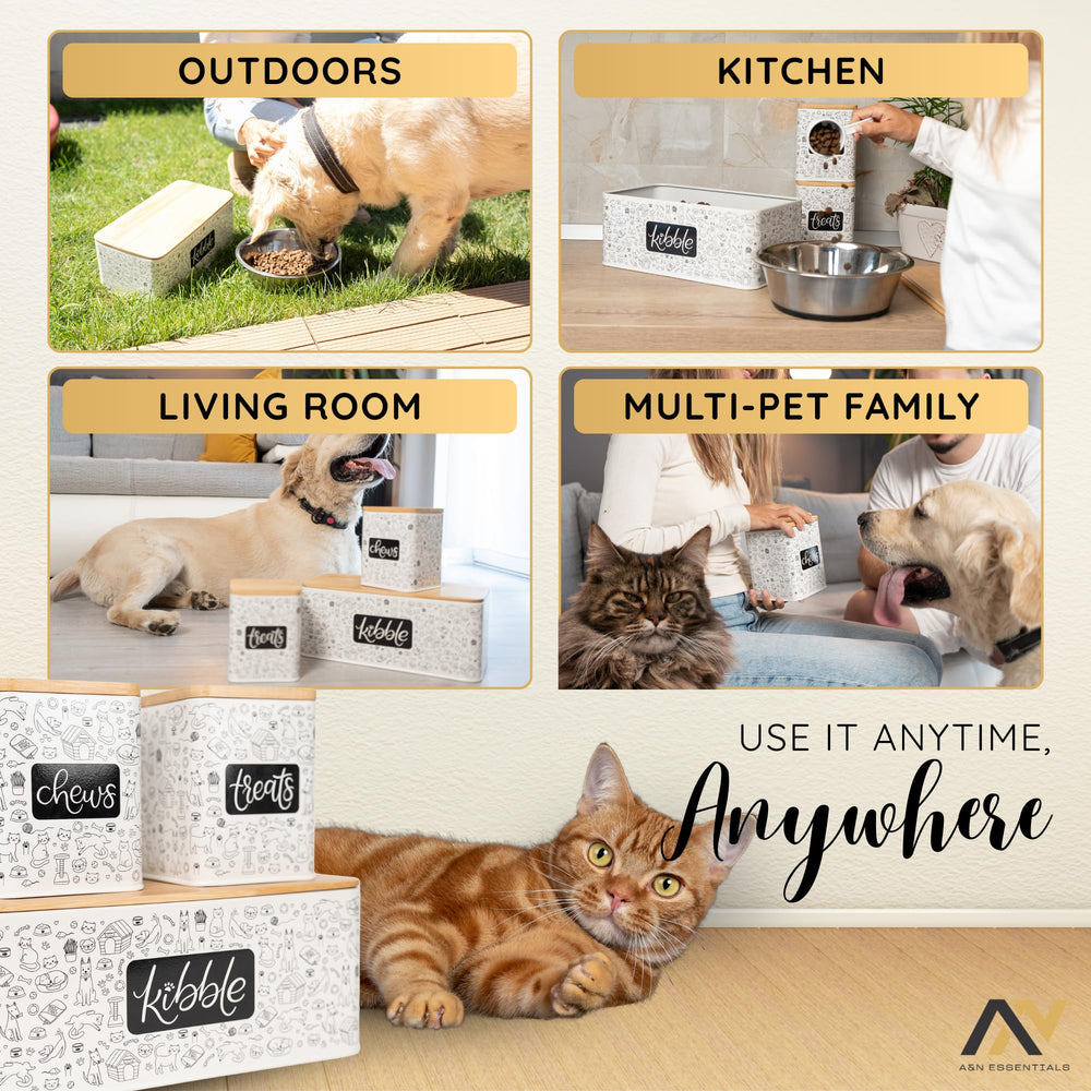 A&N Essentials modern pet storage that complements contemporary kitchen decor