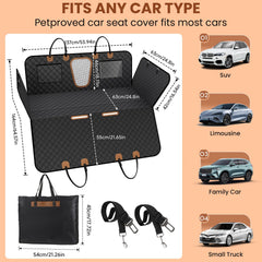 A-Pce backseat extender expands space, creating a bed-like surface for dogs.
