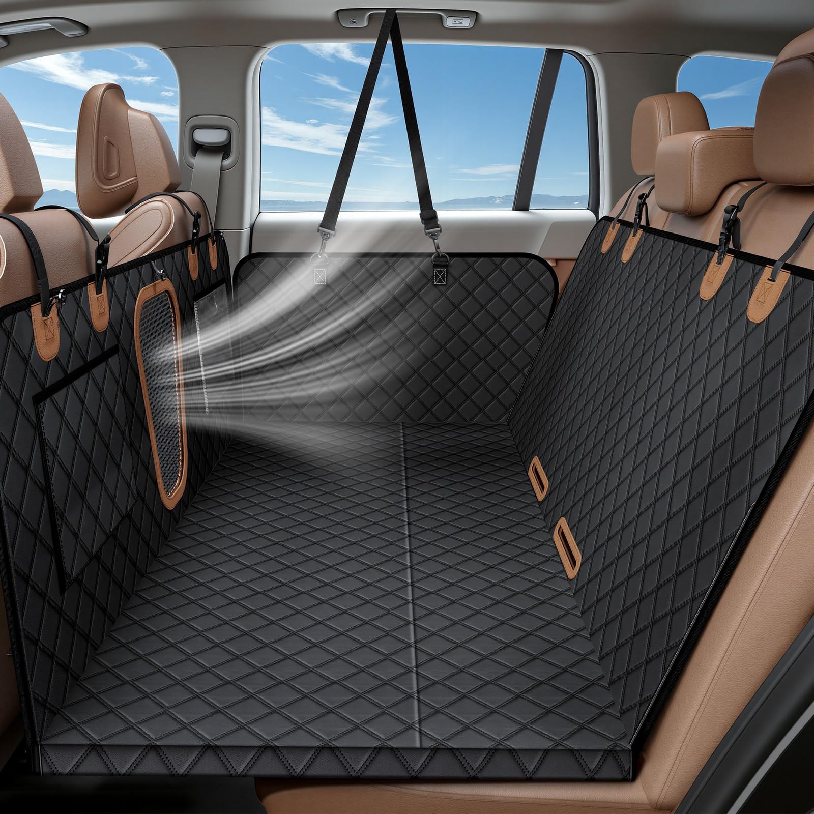 A-Pce dog car seat cover with hard base provides sturdy support up to 400 lbs.