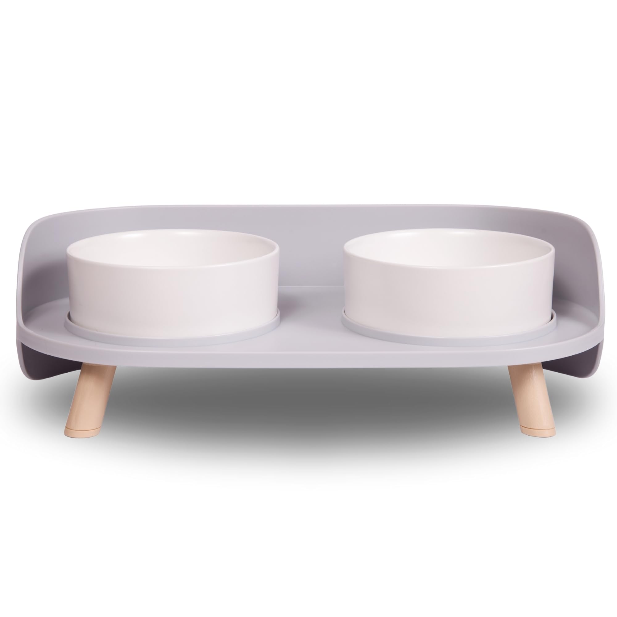 A4DOG ceramic bowls with stand front view showing elevated feeding setup
