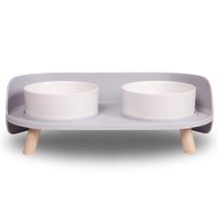 A4DOG ceramic bowls with stand front view showing elevated feeding setup