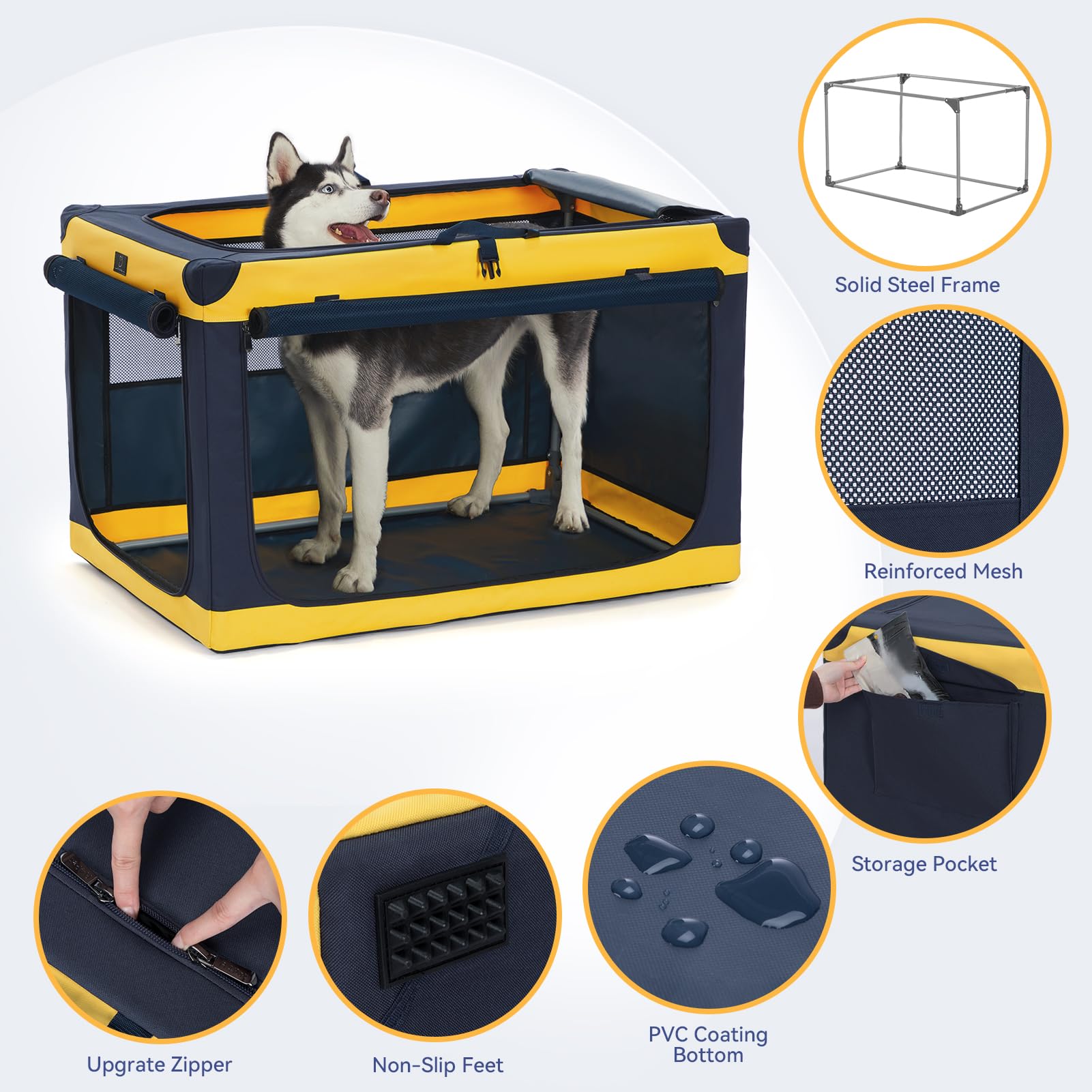 A4PET soft-sided crate 40in side entrance for easy pet access.