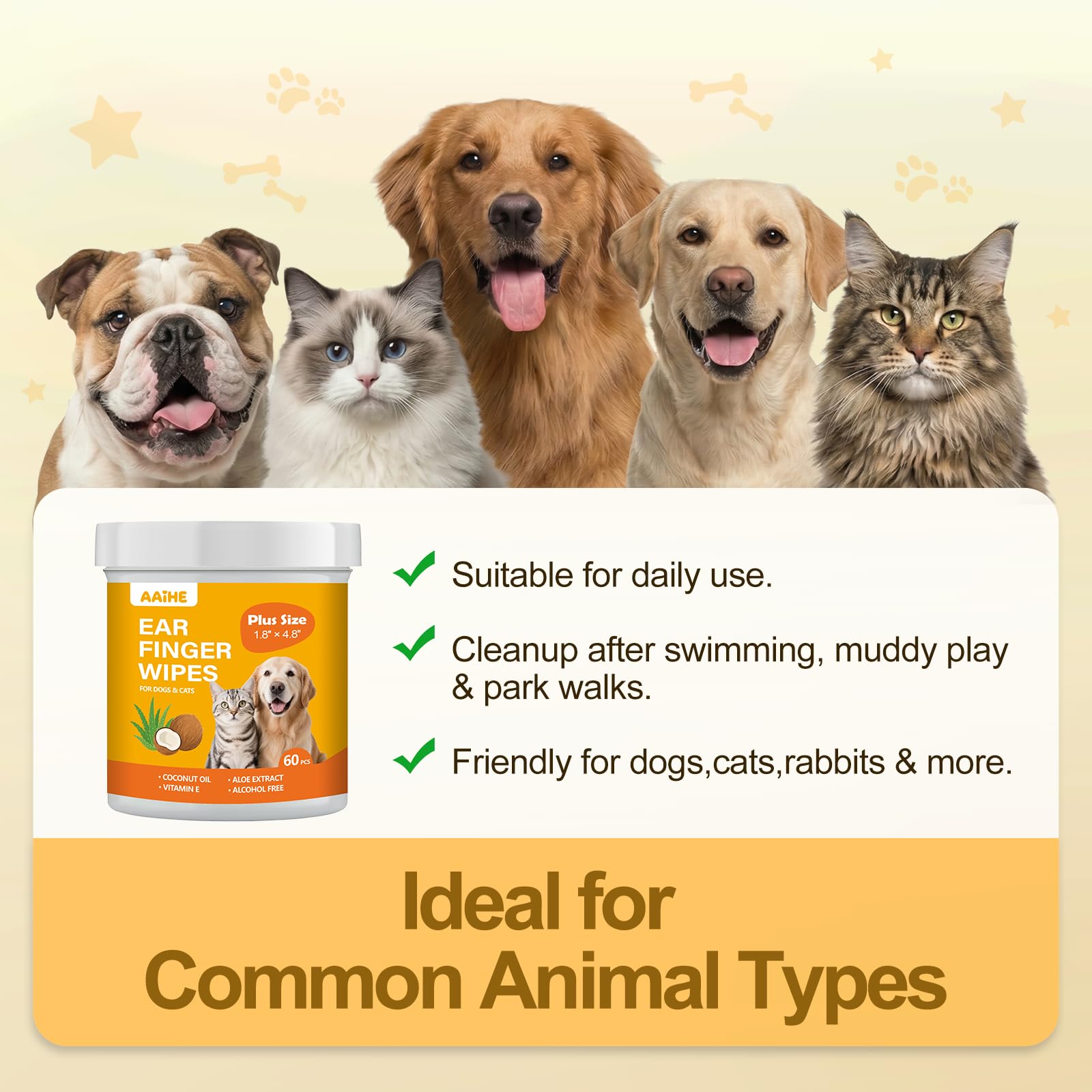 AAIHE all-breed ear care wipes suit delicate ears across dogs and kittens