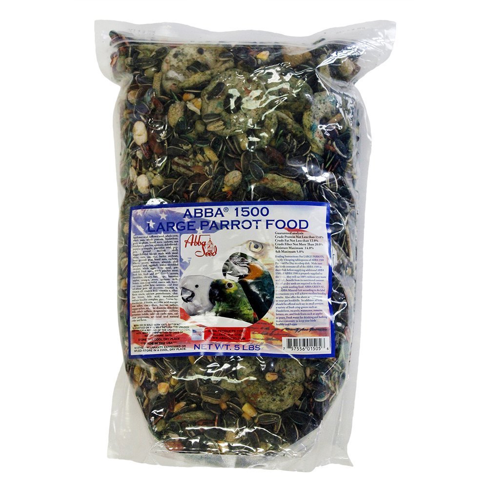 ABBA 1500 large parrot food bag with vacuum seal preserves freshness for Amazons, Macaws, and Cockatoos
