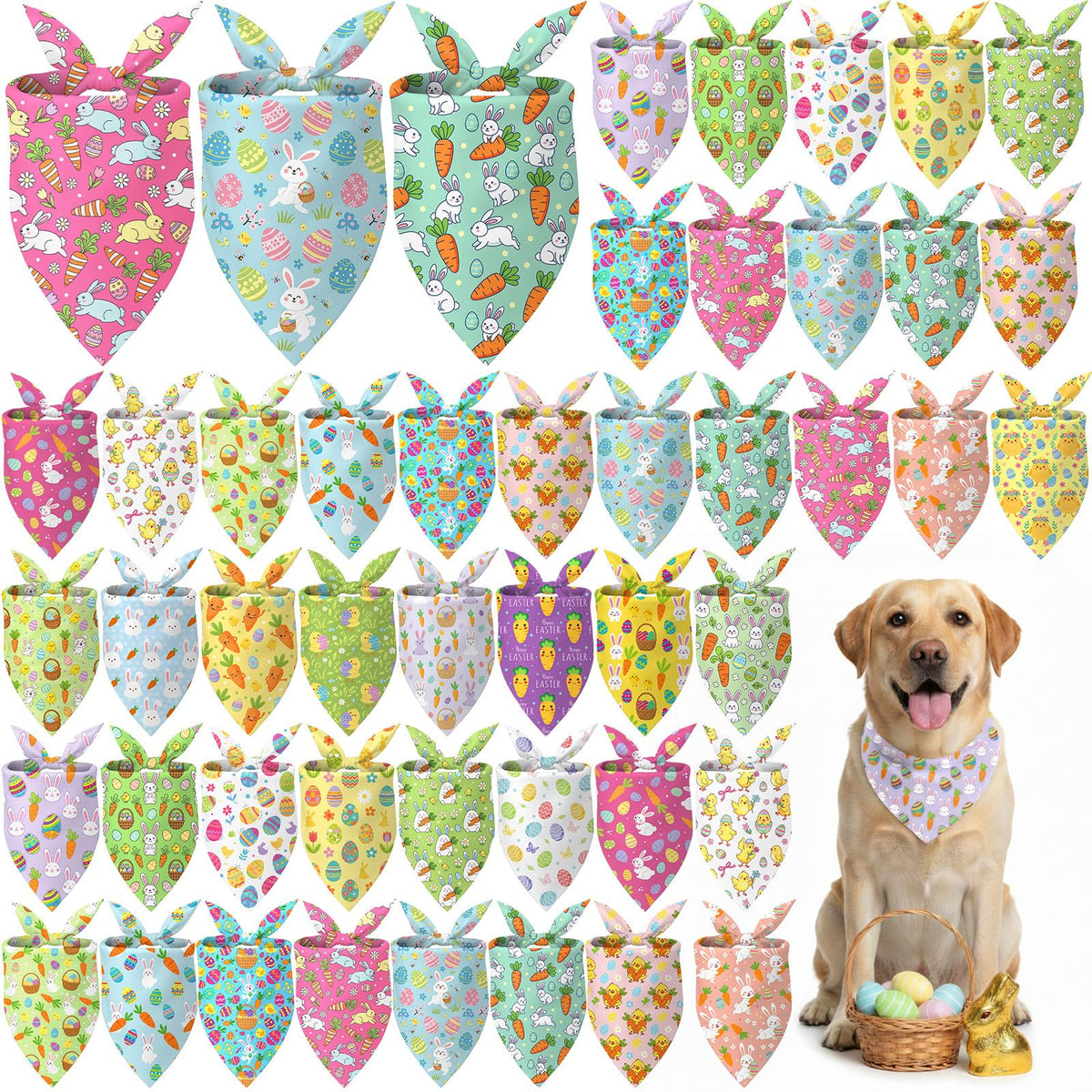 Abbylike 100-piece spring dog bandanas set for versatile Easter looks and outfits.