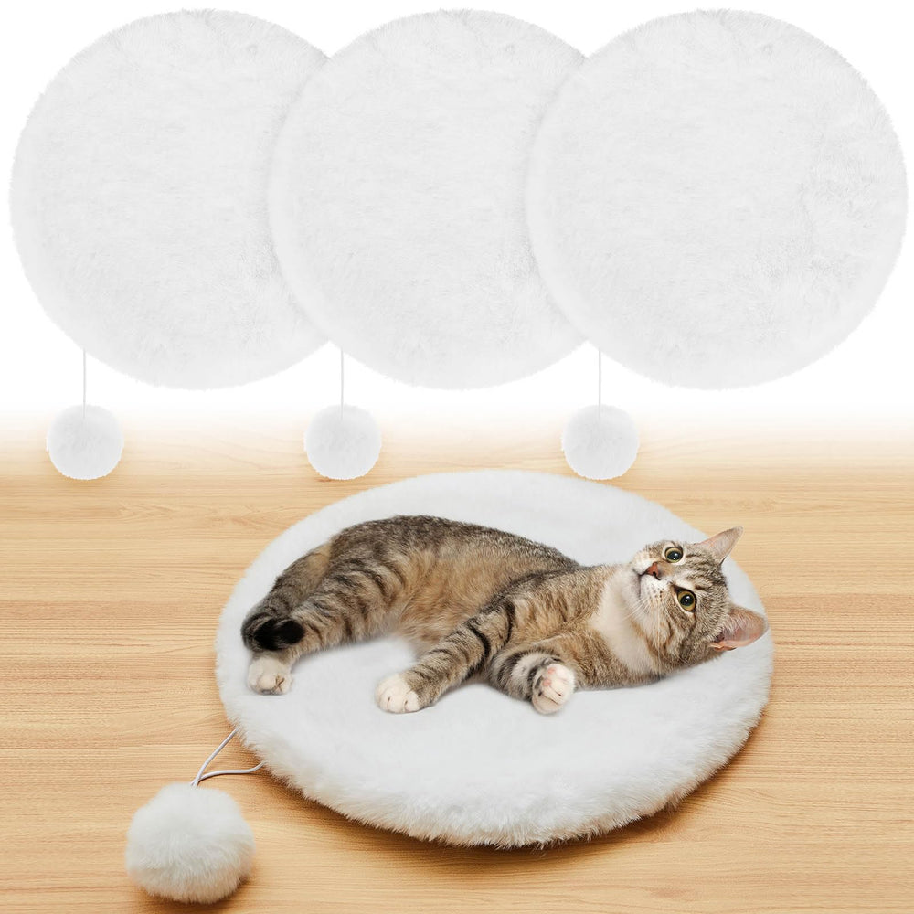 Abbylike 3-pack round bed pad with faux rabbit fur for cozy multi-pet spaces.