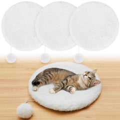 Abbylike 3-pack round bed pad with faux rabbit fur for cozy multi-pet spaces.