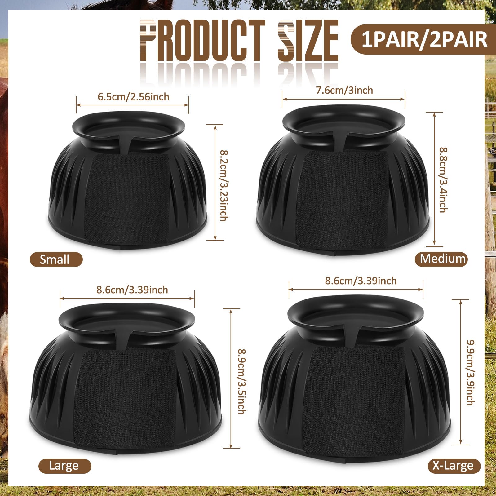 Abbylike bell boots left foot close-up — soft rubber protects hooves during training.