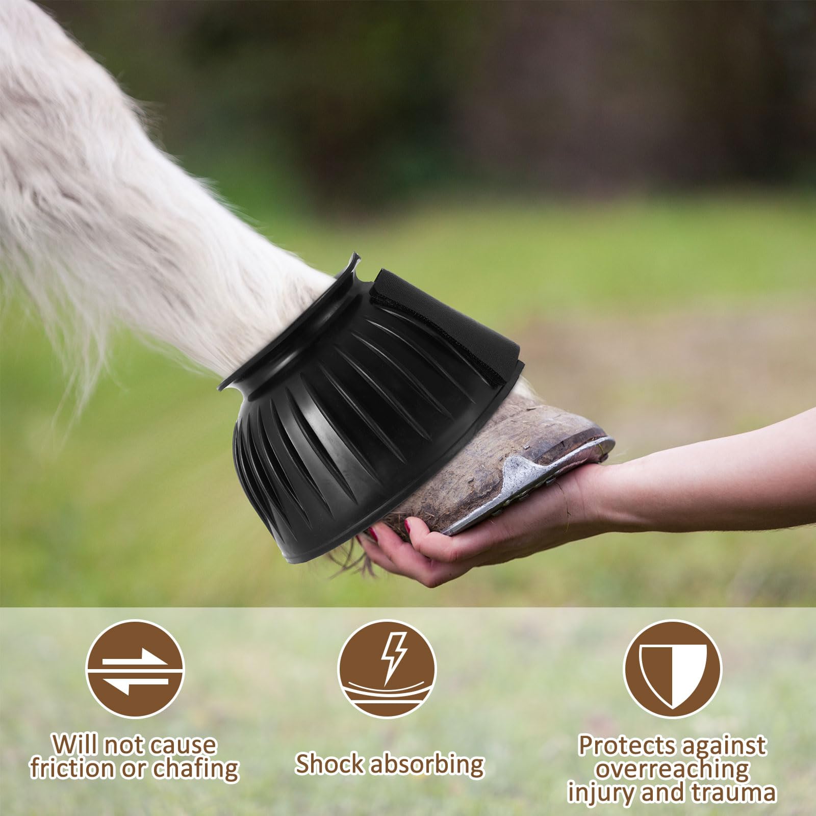 Abbylike bell boots no rub design reduces friction during activity.