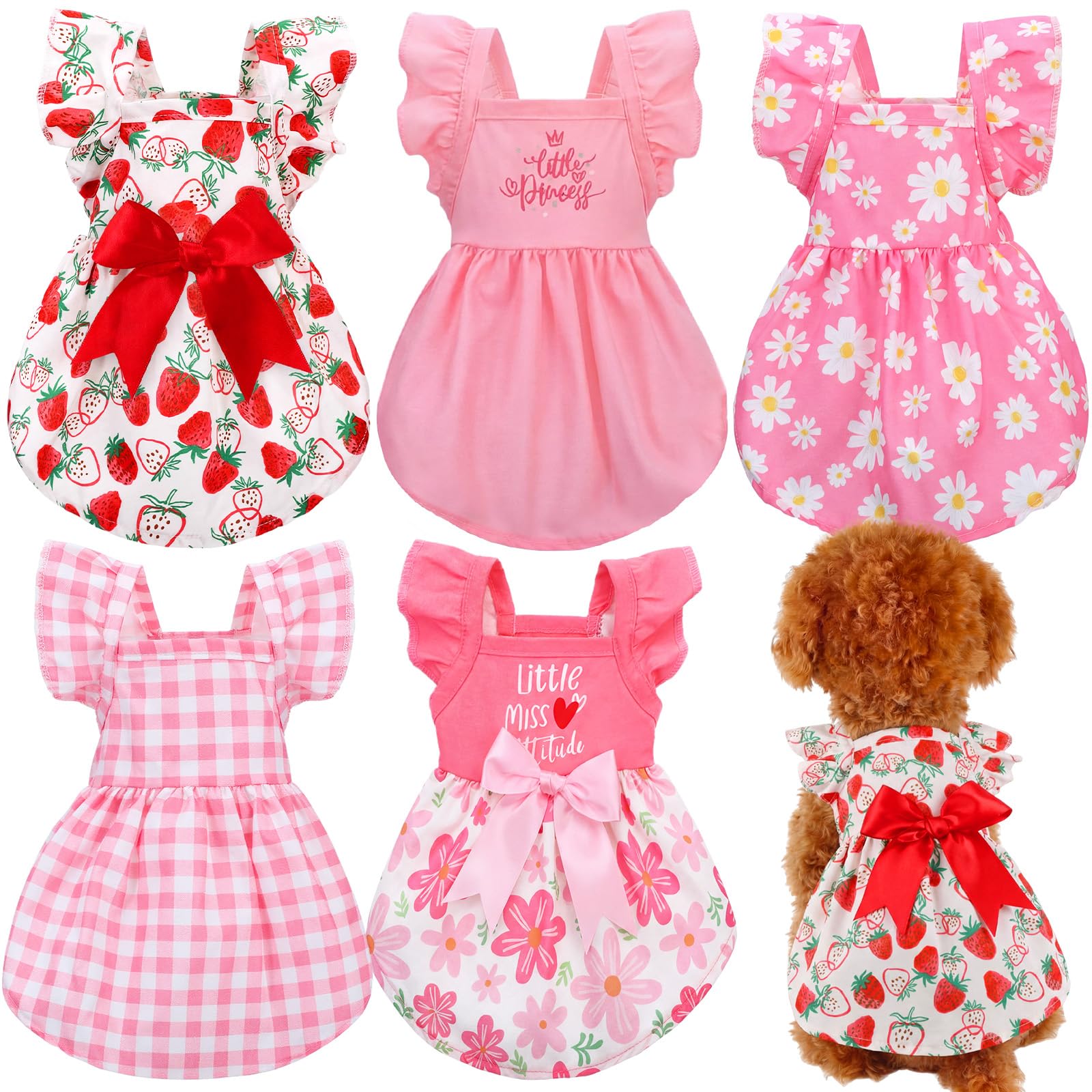 Abbylike daisies pink dress for small dogs, ideal for sunny park outings.