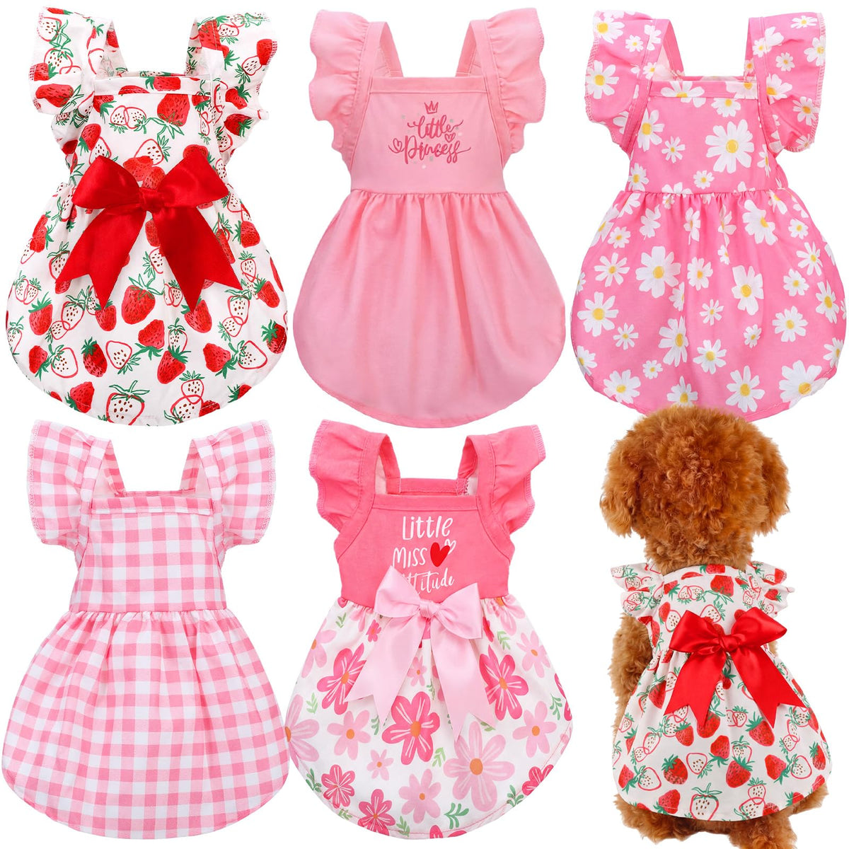 Abbylike daisies pink dress for small dogs, ideal for sunny park outings.