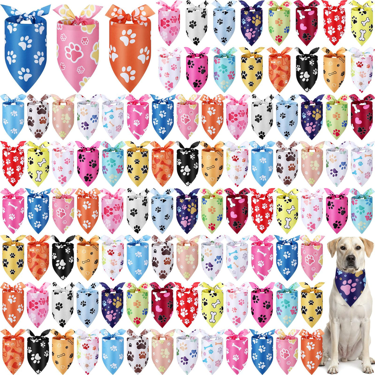 Abbylike dog bandanas with paw print pattern for stylish walks and photos.