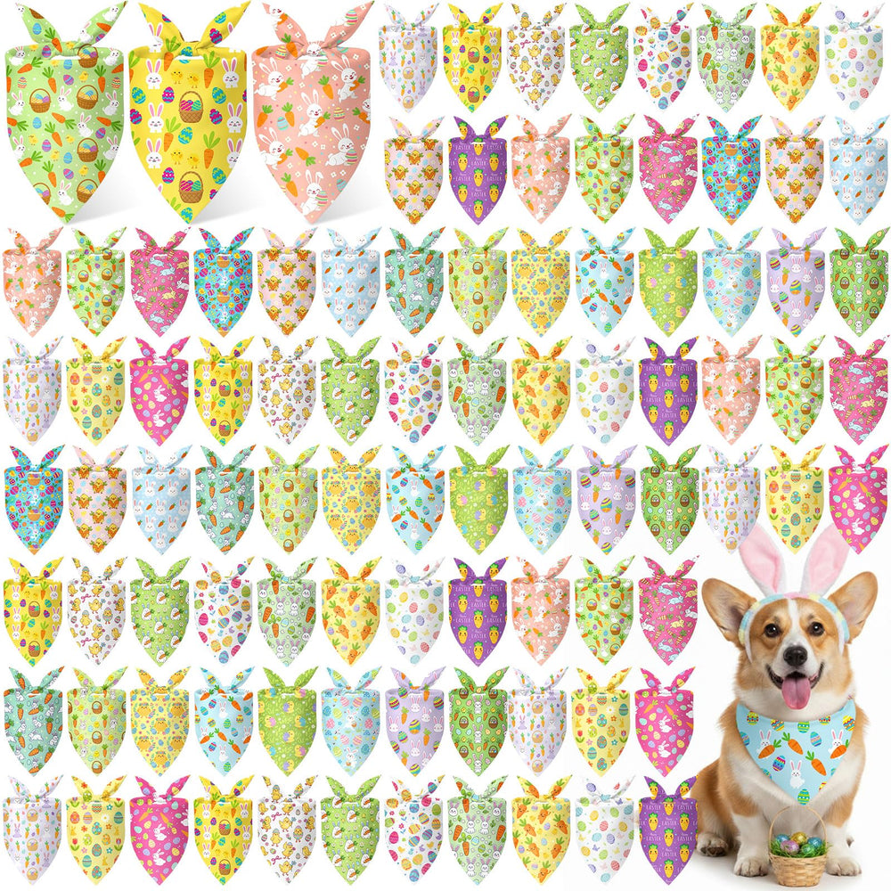 Abbylike Easter dog bandanas with bunny pattern for festive photos