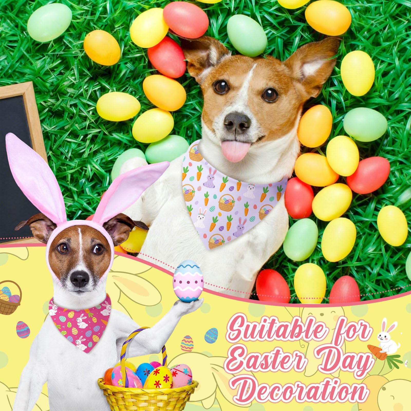 Abbylike Easter dog bandanas with eggs pattern for spring events