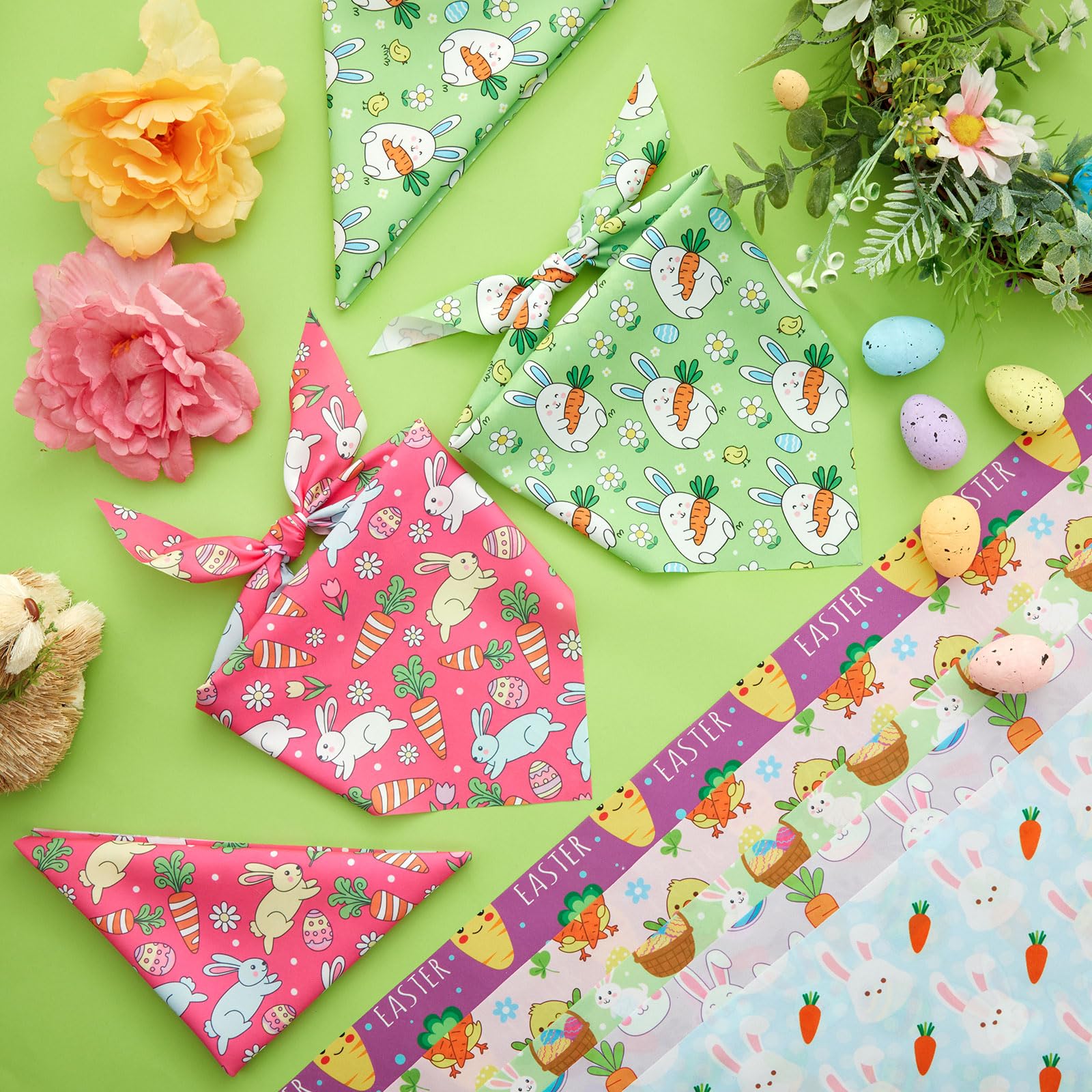 Abbylike dog bandanas with grass motif for playful outdoor moments