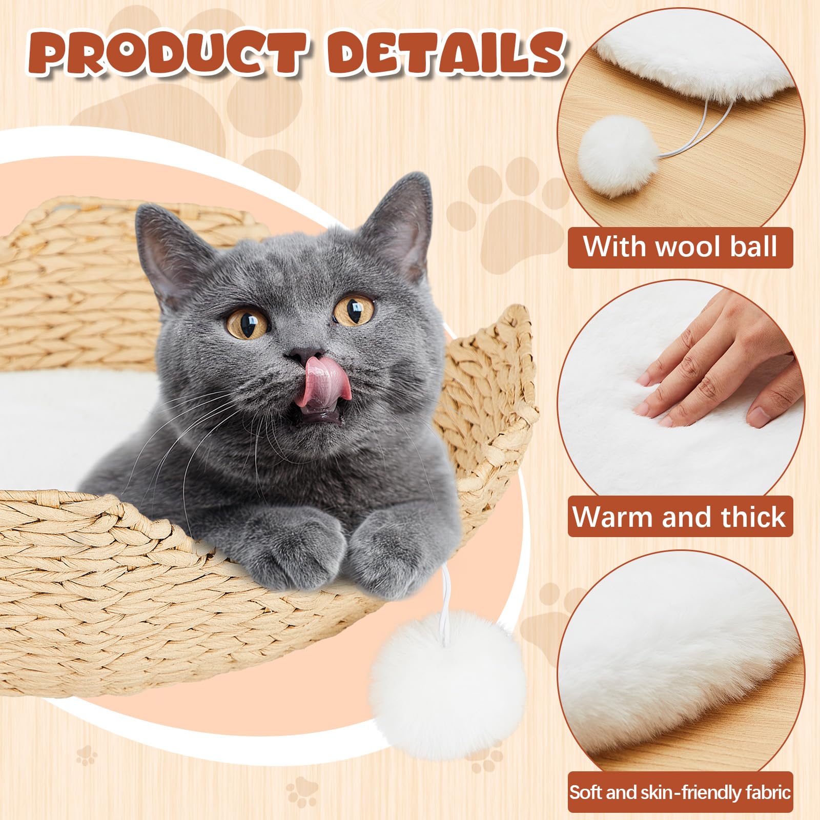 Abbylike cat and dog bed pad with non-slip bottom stays in place.