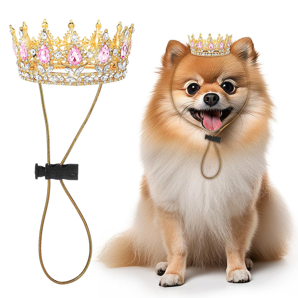 Abbylike pet rhinestone king crown pink on dog for stylish party photos