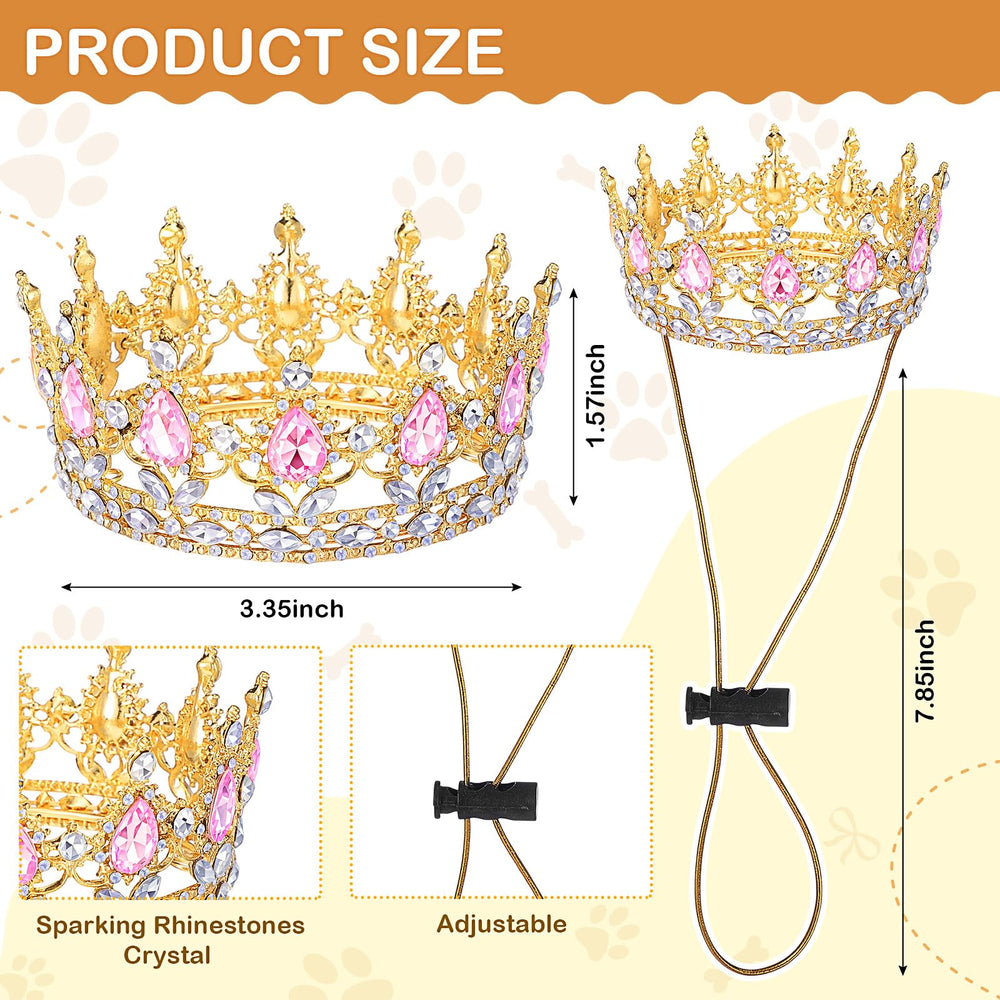 Abbylike pet rhinestone queen crown pink on cat ideal for Halloween outfits