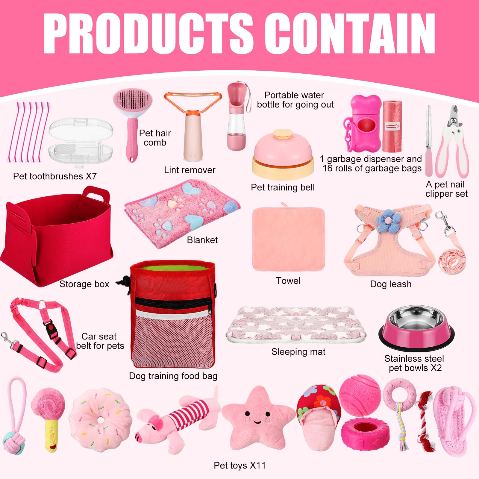 Abbylike pink leash and training bag support daily walks and training sessions.