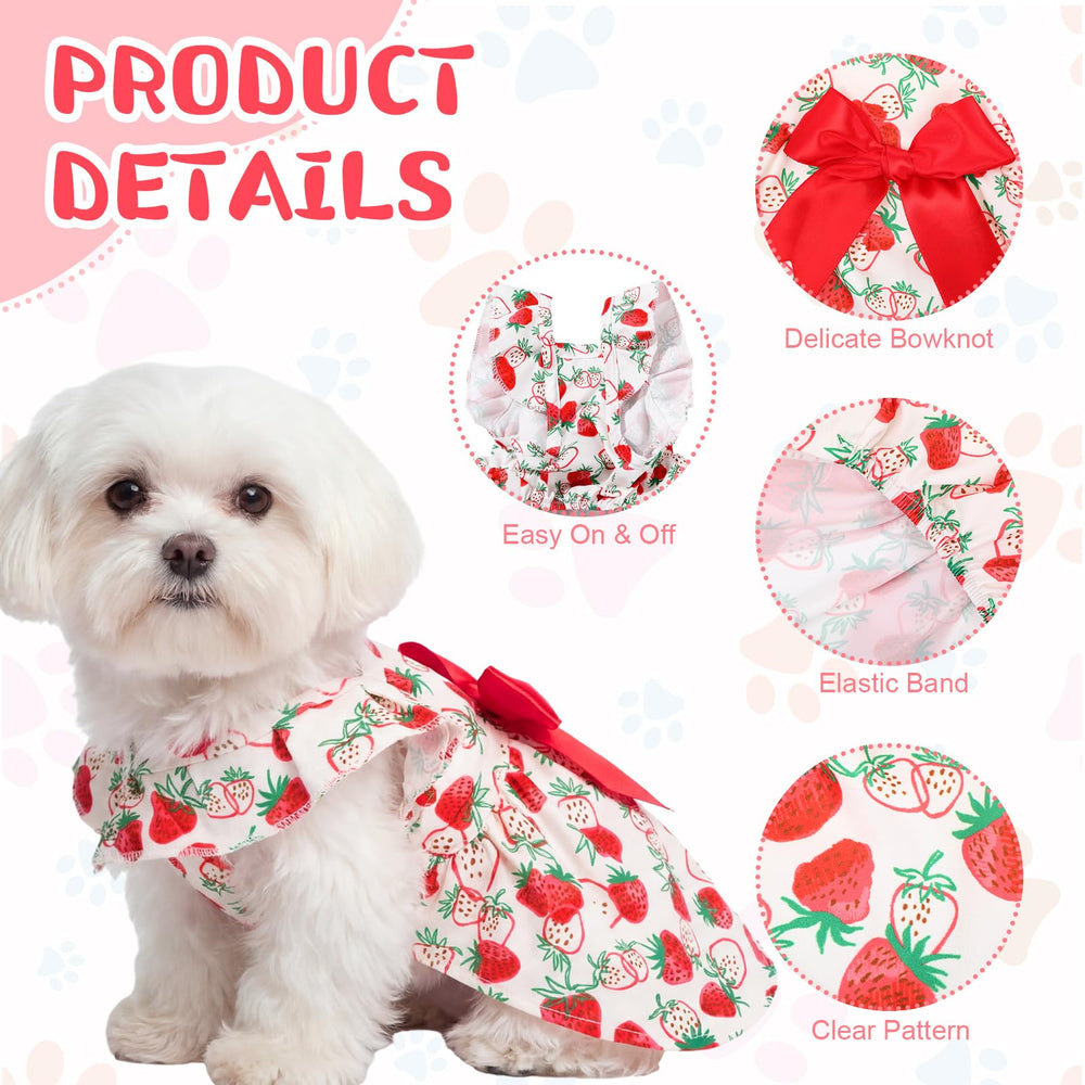 Abbylike strawberry pink dress for small dogs, great for playful summer strolls.