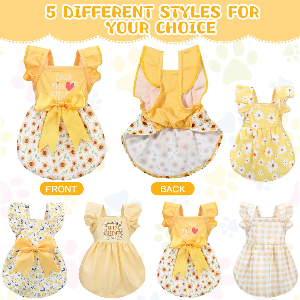 Abbylike sunflower-pattern dress for dogs elevates park photos with cheerful prints