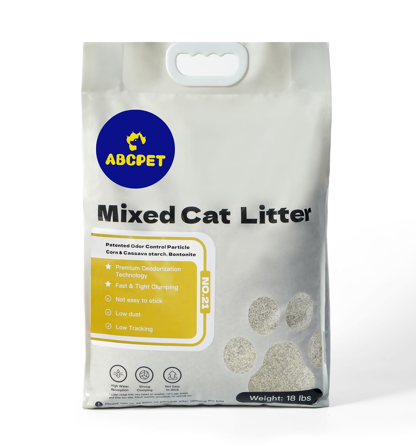 ABCPET cassava litter 18lb bag, odor control in living spaces