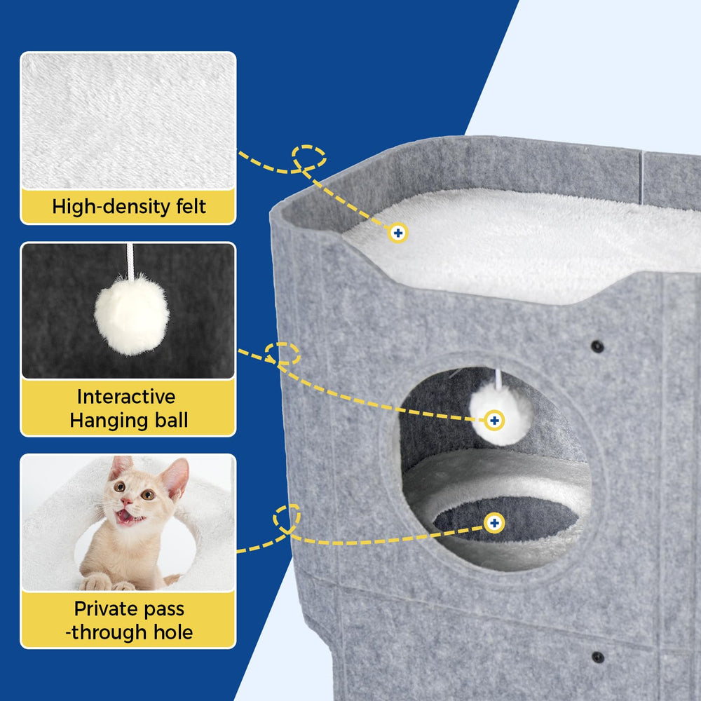 ABCPET cat condo cave, spacious play area for multiple felines