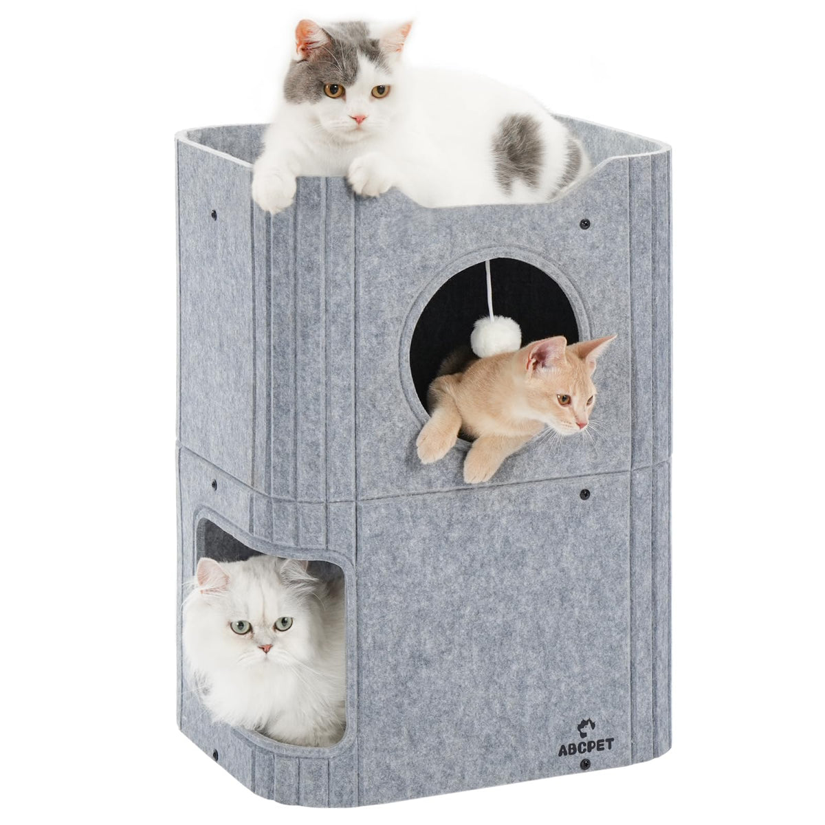 ABCPET cat house indoor cats, secure three-level hideaway for quiet retreat