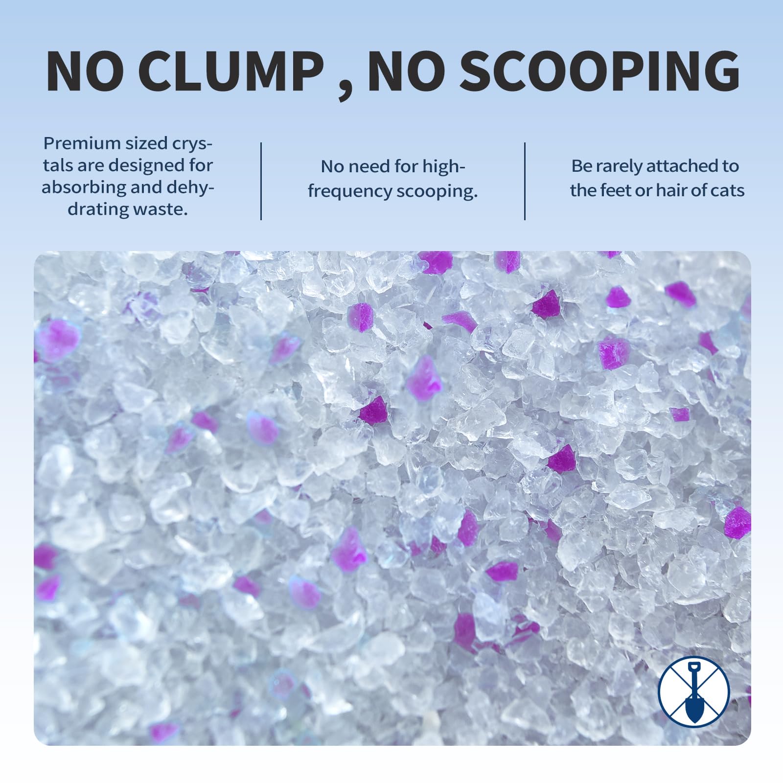 ABCpet non-clumping crystals highlight easy maintenance.