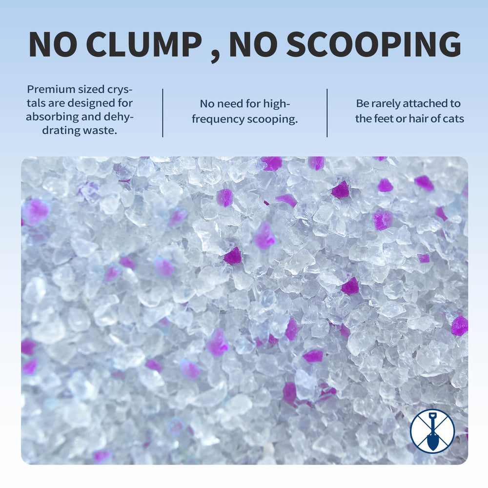 ABCpet non-clumping crystals highlight easy maintenance.